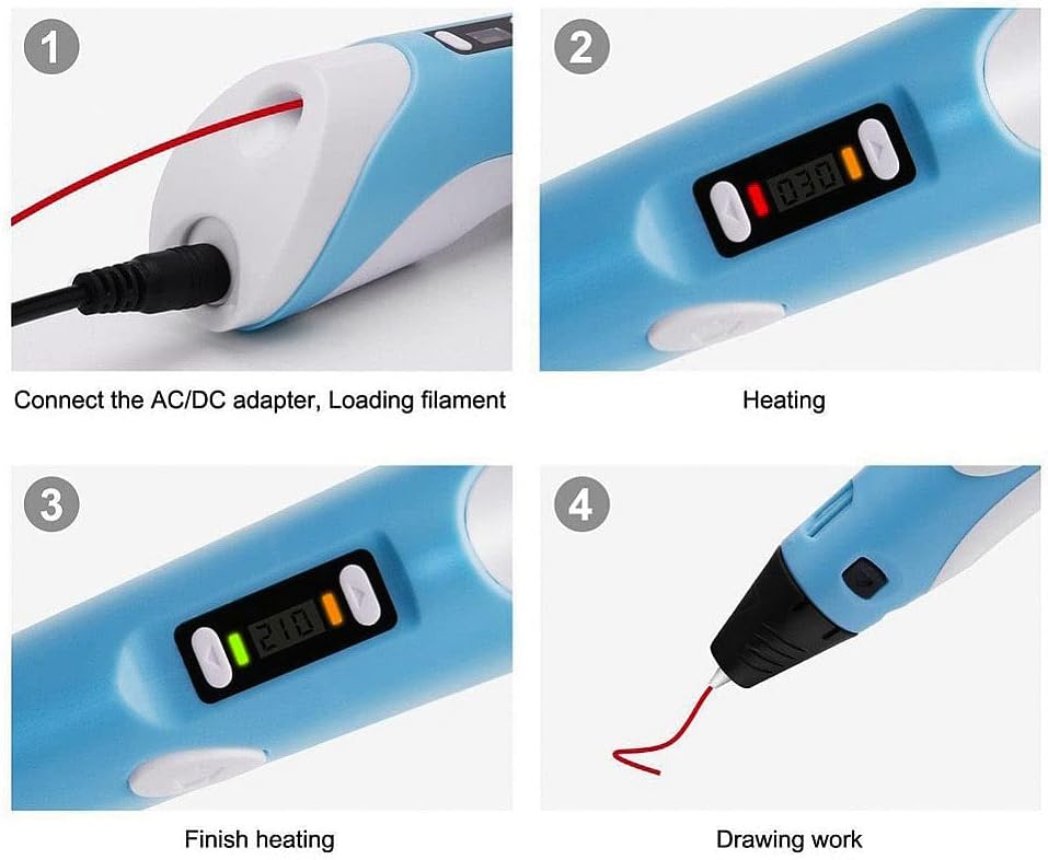 Lápiz para impresora 3D, alimentación USB, incluye 20 filamentos