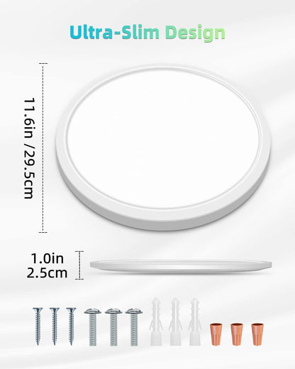 LIGHTNUM LED de techo de montaje empotrado, 12 pulgadas, regulables, redondas, para pasillo